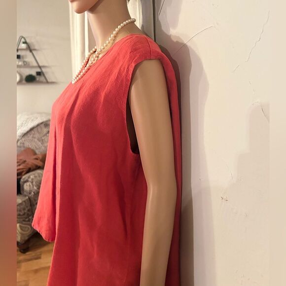 FLAX Jeanne Engelhart Women’s Linen Three Piece Coral Pink Rose Print Set - Picture 6 of 16